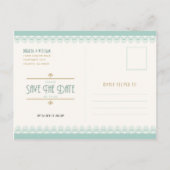 Art Deco Goud en Mint Opslaan van de Datum Aankondigingskaart (Achterkant)