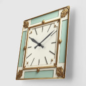 Art Deco Goud en Mint Vierkante Klok (Hoek)