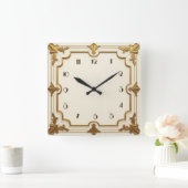 Art Deco Goud en Wit Vierkante Klok (Huis)