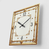 Art Deco Goud en Wit Vierkante Klok (Hoek)