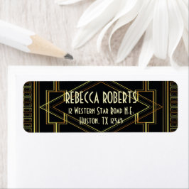 Art Deco Goud en Zwart Bruiloft Grote Gatsby Etiket