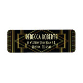 Art Deco Goud en Zwart Bruiloft Grote Gatsby Etiket (Voorkant)