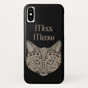Art deco goud en zwart Egyptische stijl kattengezi iPhone X Hoesje