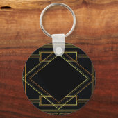 art deco goud en zwart geometrisch patroon sleutelhanger (Voorkant)