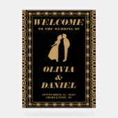 Art Deco Goud en Zwart Huwelijk Welkom Acryl Bord (Voorkant)