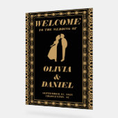 Art Deco Goud en Zwart Huwelijk Welkom Acryl Bord (Hoek)