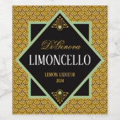Art Deco Goud en Zwart Likeur Label Wijn Etiket (Enkel label)