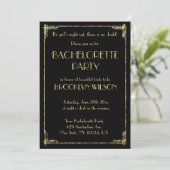 Art Deco Goud Folie Afscheidsfeest Invitatie Kaart (Staand voorkant)