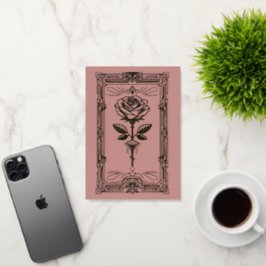 Art Deco Goud Folie Roos Valentijnkaart Wenskaart