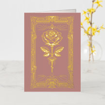 Art Deco Goud Folie Roos Valentijnkaart