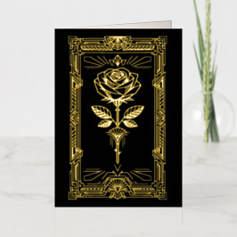 Art Deco Goud Folie Roos Valentijnkaart Wenskaart