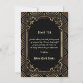 Art Deco Goud Gatsby Jaren 20 Foto Huwelijksfeest Bedankkaart (Achterkant)