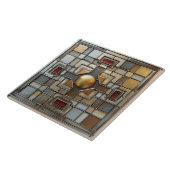 Art Deco Goud Grijs Roest Tan Geometric Tegeltje (Zijkant)