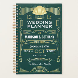 Art Deco Goud Groen 1920s Elegante Gatsby Bruiloft Planner
