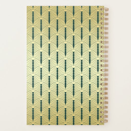 Art Deco Goud Groen 1920s Elegante Gatsby Bruiloft Planner (Achterkant)