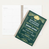 Art Deco Goud Groen 1920s Elegante Gatsby Bruiloft Planner (Display)