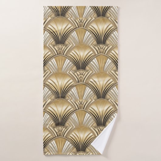 Art Deco goud ivoor patroon Badhanddoek (Badhanddoek)