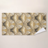 Art Deco goud ivoor patroon Badhanddoek (Badhanddoek)
