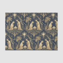 Art Deco Goud Kribbepatroon op Marineblauw