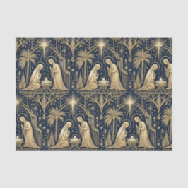 Art Deco Goud Kribbepatroon op Marineblauw Tissuepapier