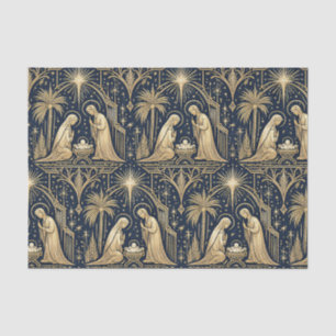 Art Deco Goud Kribbepatroon op Marineblauw Tissuepapier