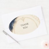 Art Deco Goud Navy Marmer Bedankt Sticker (Envelop)