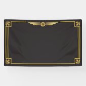 Art deco goud op zwarte achtergrond spandoek (Horizontaal)