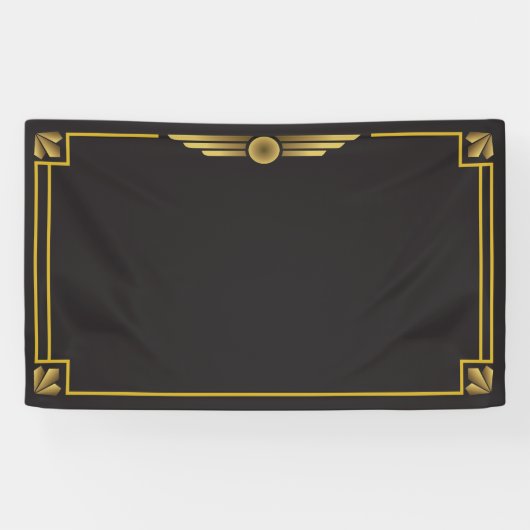 Art deco goud op zwarte achtergrond spandoek (Horizontaal)