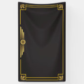 Art deco goud op zwarte achtergrond spandoek (Verticaal)