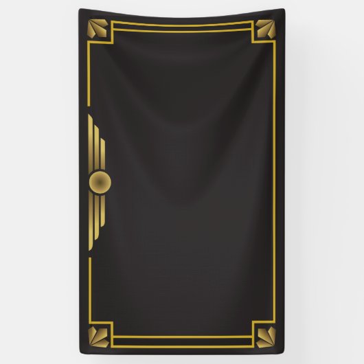 Art deco goud op zwarte achtergrond spandoek (Verticaal)