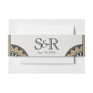Art Deco Goud Posh Bruiloft Belly Band Uitnodigingen Wikkel
