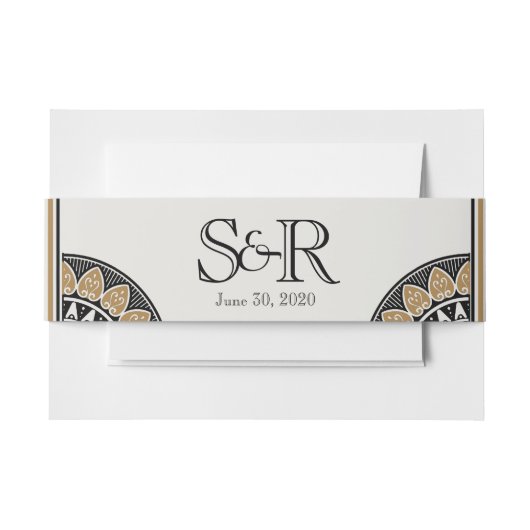 Art Deco Goud Posh Bruiloft Belly Band Uitnodigingen Wikkel (Voorkant Voorbeeld)