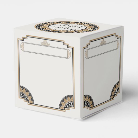 Art Deco Goud Posh Bruiloft Favor Box Bedankdoosjes (Achterkant)