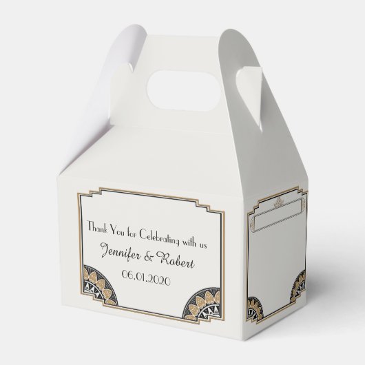 Art Deco Goud Posh Bruiloft Favor Box Bedankdoosjes (Voorkant Zijde)