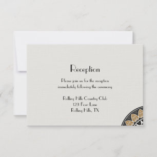 Art Deco Goud Posh Bruiloft Receptie Kaart