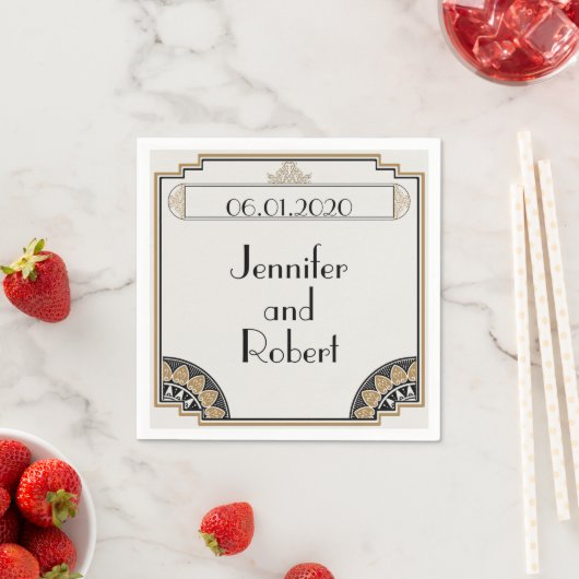 Art Deco Goud Posh Bruiloft Servet (Insitu)