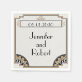 Art Deco Goud Posh Bruiloft Servet (Voorkant)