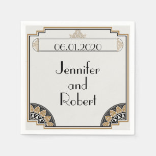 Art Deco Goud Posh Bruiloft Servet