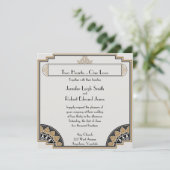 Art Deco Goud Posh Bruiloft Uitnodiging (Staand voorkant)