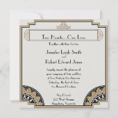 Art Deco Goud Posh Bruiloft Uitnodiging (Voorkant)