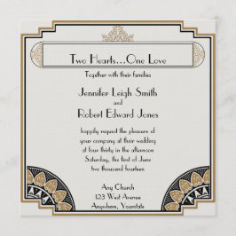 Art Deco Goud Posh Bruiloft Uitnodiging