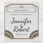Art Deco Goud Posh Bruiloft Wijn Label Wijn Etiket (Enkel label)