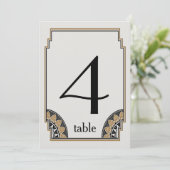 Art Deco Goud Posh Tafel Nummer 4 Kaart (Staand voorkant)