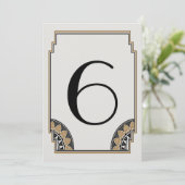 Art Deco Goud Posh Tafel Nummer 6 Kaart (Staand voorkant)