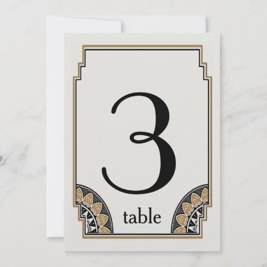 Art Deco Goud Posh Tafelnummer 3 (Achterkant)