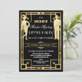 Art Deco Goud Roaring 20s Murder Mystery Party Kaart (Staand voorkant)