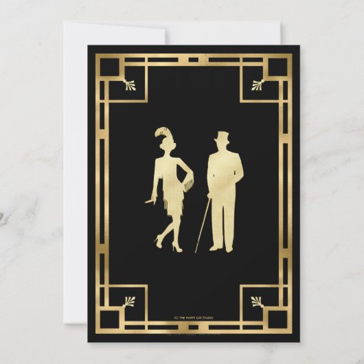 Art Deco Goud Roaring 20s Murder Mystery Party Kaart (Achterkant)