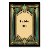 Art Deco Goud Turquoise Zwarte Bruiloft Kaart (Achterkant)