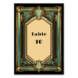 Art Deco Goud Turquoise Zwarte Bruiloft Kaart