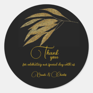 Art Deco Goud Verlaat Zwarte Strepen Trouwen Ronde Sticker